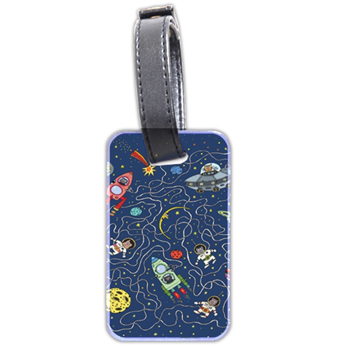 Cat Cosmos Cosmonaut Rocket Luggage Tag (two sides)