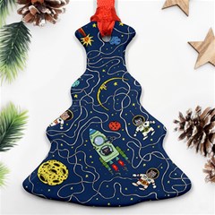 Cat Cosmos Cosmonaut Rocket Christmas Tree Ornament (two Sides) by Wegoenart