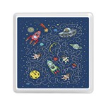 Cat Cosmos Cosmonaut Rocket Memory Card Reader (Square) Front