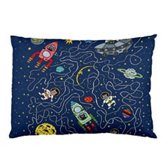 Cat Cosmos Cosmonaut Rocket Pillow Case (two Sides) by Wegoenart