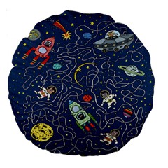 Cat Cosmos Cosmonaut Rocket Large 18  Premium Round Cushions by Wegoenart