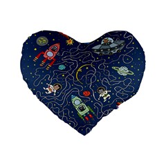 Cat Cosmos Cosmonaut Rocket Standard 16  Premium Heart Shape Cushions by Wegoenart