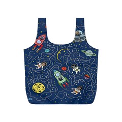 Cat Cosmos Cosmonaut Rocket Full Print Recycle Bag (s) by Wegoenart