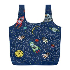 Cat Cosmos Cosmonaut Rocket Full Print Recycle Bag (l) by Wegoenart