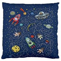 Cat Cosmos Cosmonaut Rocket Standard Flano Cushion Case (two Sides) by Wegoenart