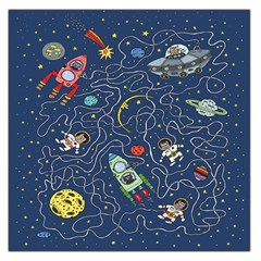 Cat Cosmos Cosmonaut Rocket Large Satin Scarf (square) by Wegoenart