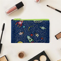 Cat Cosmos Cosmonaut Rocket Cosmetic Bag (xs) by Wegoenart