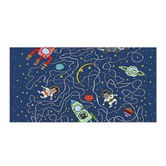 Cat Cosmos Cosmonaut Rocket Satin Wrap by Wegoenart