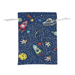 Cat Cosmos Cosmonaut Rocket Lightweight Drawstring Pouch (S) Back