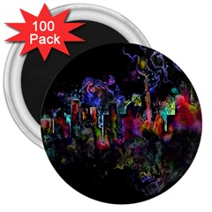 Grunge Paint Splatter Splash Ink 3  Magnets (100 Pack) by Wegoenart