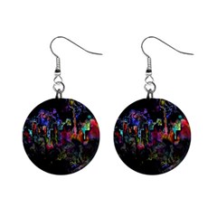 Grunge Paint Splatter Splash Ink Mini Button Earrings by Wegoenart