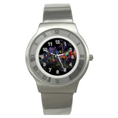 Grunge Paint Splatter Splash Ink Stainless Steel Watch by Wegoenart