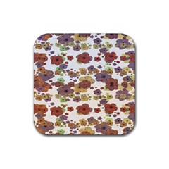 Multicolored Floral Collage Print Rubber Coaster (square)  by dflcprintsclothing