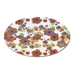 Multicolored Floral Collage Print Oval Magnet