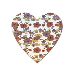 Multicolored Floral Collage Print Heart Magnet