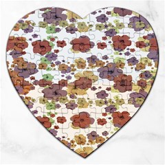 Multicolored Floral Collage Print Jigsaw Puzzle (heart) by dflcprintsclothing