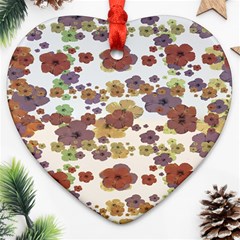 Multicolored Floral Collage Print Heart Ornament (two Sides)