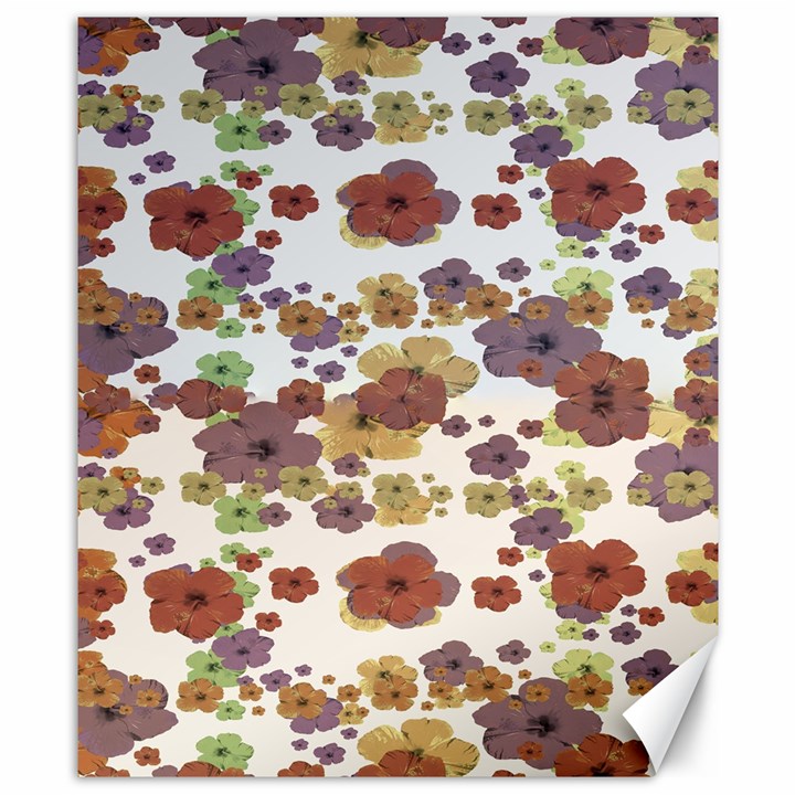 Multicolored Floral Collage Print Canvas 8  x 10 