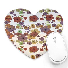 Multicolored Floral Collage Print Heart Mousepads