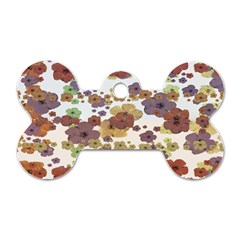 Multicolored Floral Collage Print Dog Tag Bone (two Sides)