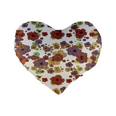 Multicolored Floral Collage Print Standard 16  Premium Heart Shape Cushions