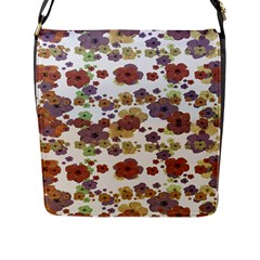 Multicolored Floral Collage Print Flap Closure Messenger Bag (l) by dflcprintsclothing