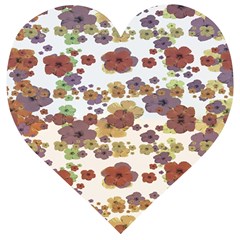 Multicolored Floral Collage Print Wooden Puzzle Heart by dflcprintsclothing