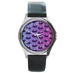 Ufo Alien Pattern Round Metal Watch by Wegoenart