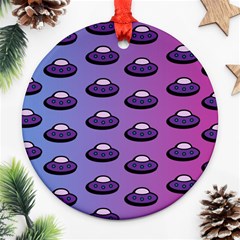 Ufo Alien Pattern Ornament (round) by Wegoenart