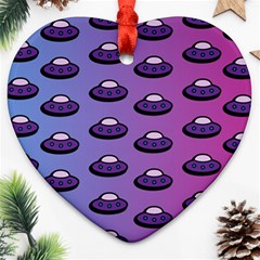 Ufo Alien Pattern Heart Ornament (two Sides) by Wegoenart