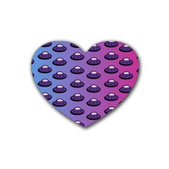 Ufo Alien Pattern Heart Coaster (4 Pack)  by Wegoenart