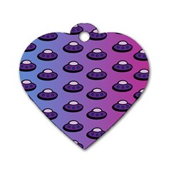 Ufo Alien Pattern Dog Tag Heart (one Side) by Wegoenart