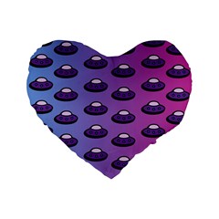 Ufo Alien Pattern Standard 16  Premium Heart Shape Cushions by Wegoenart