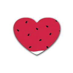 Minimalist Summer Watermelon Wallpaper Rubber Coaster (Heart) 