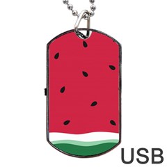 Minimalist Summer Watermelon Wallpaper Dog Tag Usb Flash (one Side) by Nexatart