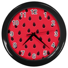 Seamless Watermelon Surface Texture Wall Clock (black) by Nexatart