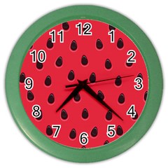 Seamless Watermelon Surface Texture Color Wall Clock by Nexatart