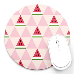 Seamless Pattern Watermelon Slices Geometric Style Round Mousepads by Nexatart