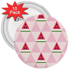 Seamless Pattern Watermelon Slices Geometric Style 3  Buttons (10 Pack)  by Nexatart