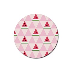 Seamless Pattern Watermelon Slices Geometric Style Rubber Coaster (round)  by Nexatart