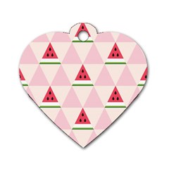 Seamless Pattern Watermelon Slices Geometric Style Dog Tag Heart (one Side) by Nexatart