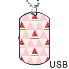 Seamless Pattern Watermelon Slices Geometric Style Dog Tag Usb Flash (one Side) by Nexatart