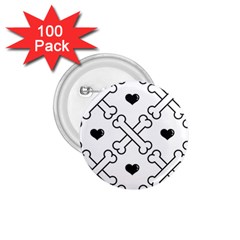 Dog Bone Seamless Pattern Heart Valentine 1 75  Buttons (100 Pack)  by Nexatart