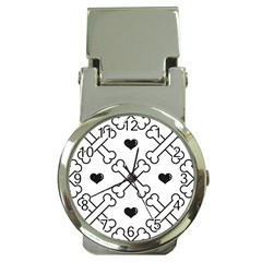 Dog Bone Seamless Pattern Heart Valentine Money Clip Watches by Nexatart