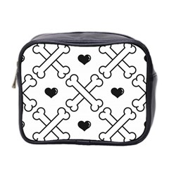 Dog Bone Seamless Pattern Heart Valentine Mini Toiletries Bag (two Sides) by Nexatart