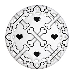 Dog Bone Seamless Pattern Heart Valentine Round Filigree Ornament (two Sides) by Nexatart