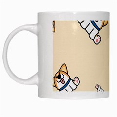 Cute Welsh Corgi Puppy Sitting Seamless Pattern White Mugs by Nexatart