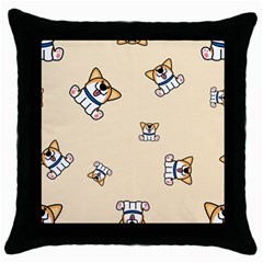 Cute Welsh Corgi Puppy Sitting Seamless Pattern Throw Pillow Case (black) by Nexatart