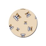 Cute Welsh Corgi Puppy Sitting Seamless Pattern Rubber Coaster (Round)  Front