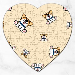 Cute Welsh Corgi Puppy Sitting Seamless Pattern Jigsaw Puzzle (heart) by Nexatart